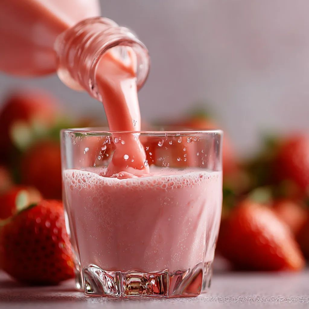 Erdbeerlimes einschenken cremige Textur Nahaufnahme