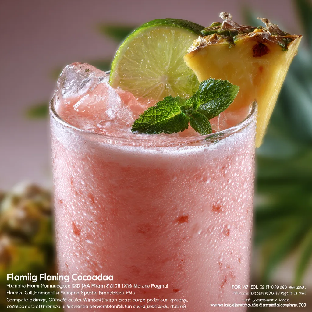 Erfrischende Pink Flamingo Colada in Nahaufnahme mit cremiger Textur