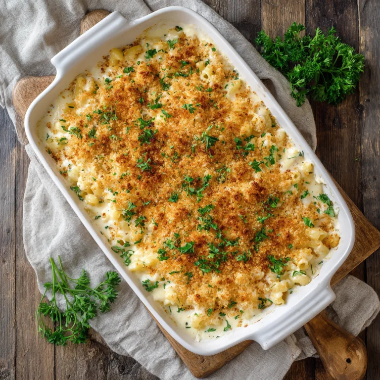 Killer Mac and Cheese Rezept mit goldbrauner Kruste in Auflaufform