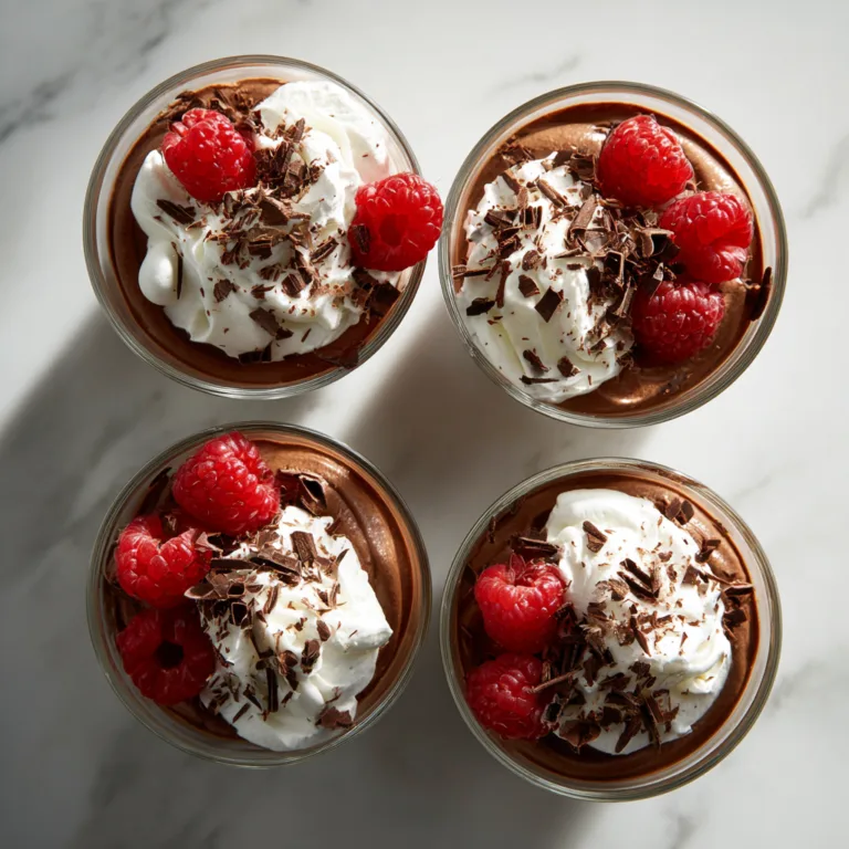 Schokoladenmousse im Glas – cremiges Dessert in Draufsicht