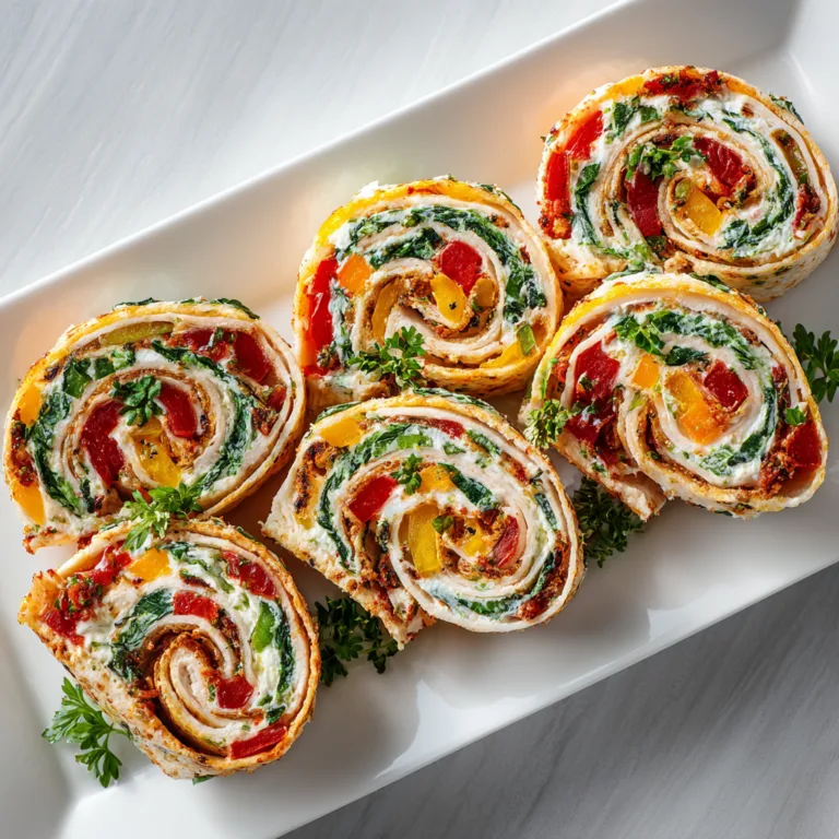 Party Wraps mit Frischkäse und Putenbrust auf Servierplatte von oben fotografiert mit bunter Füllung