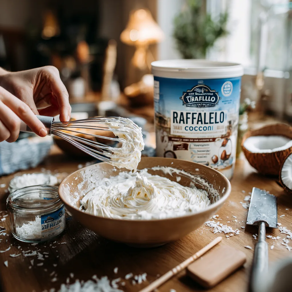 Raffaello-Creme wird in der Küche frisch zubereitet