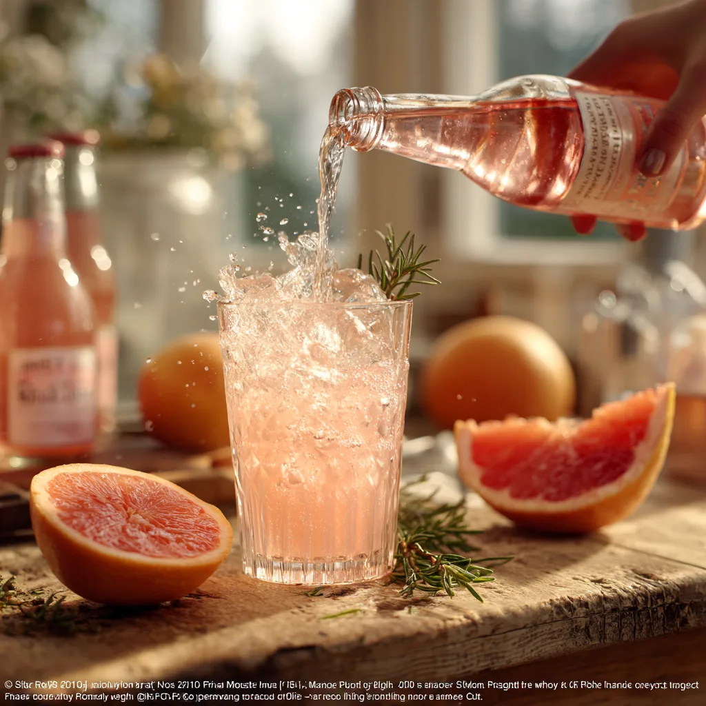 Tonic Water wird in ein Glas Virgin Pink Tonic gegossen