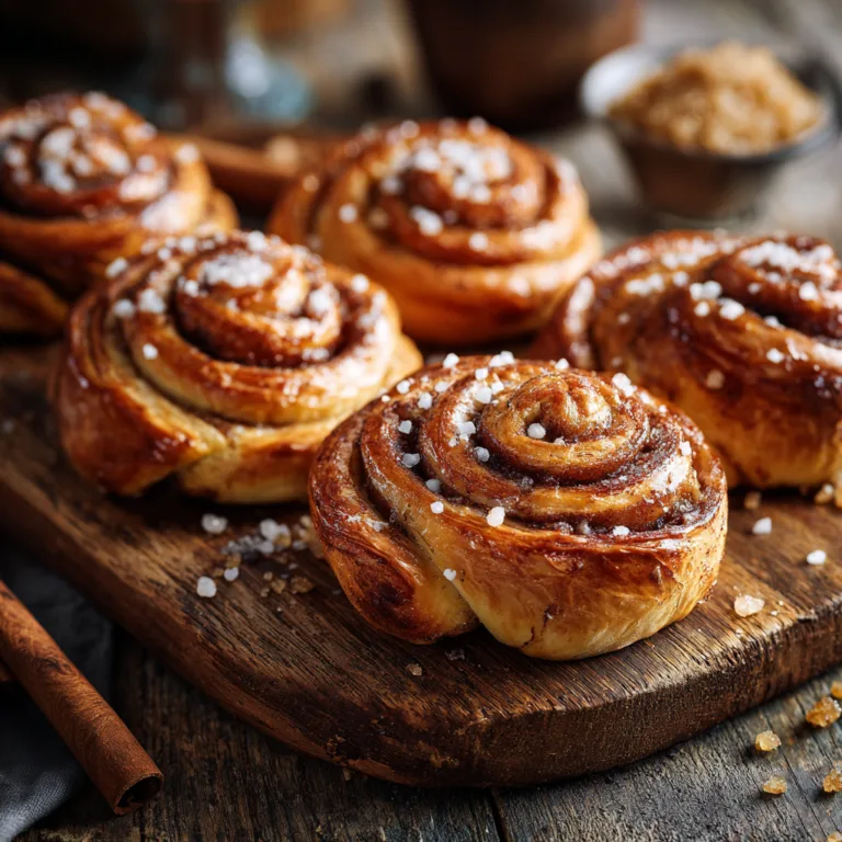 Frisch gebackene Franzbrötchen mit Zimt und Butter auf Holzbrett von oben fotografiert