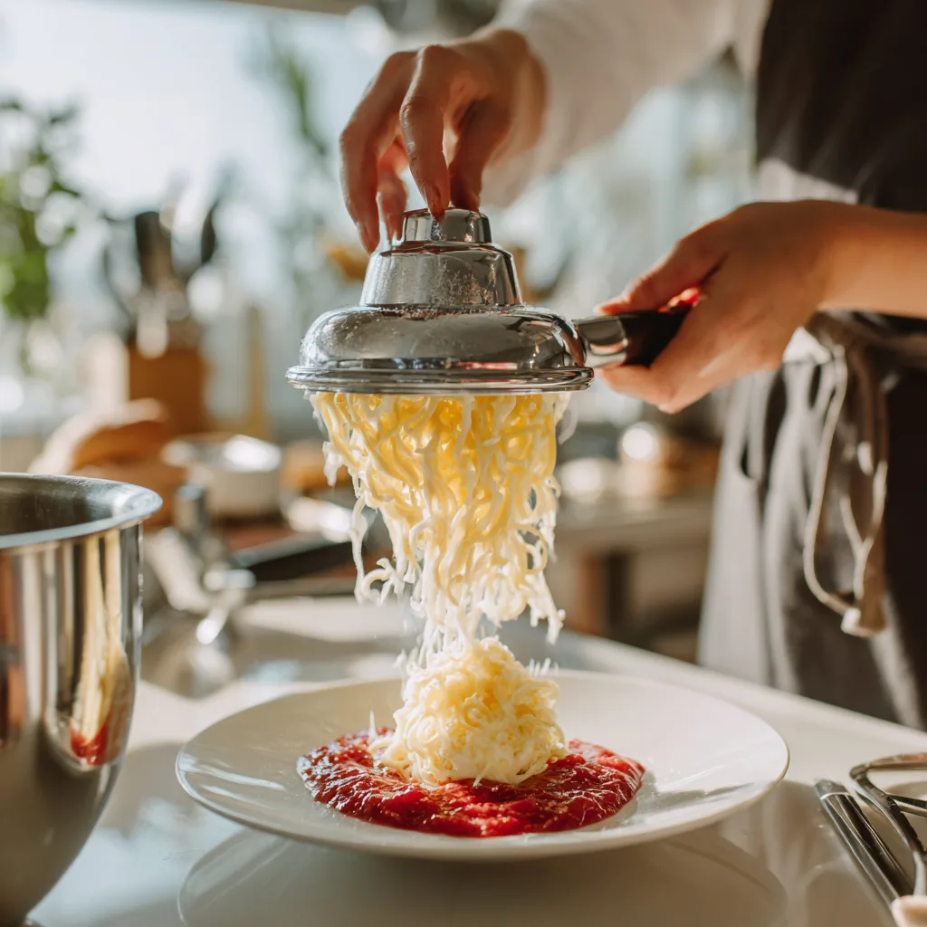 Spaghettieis selber machen Zubereitung Kartoffelpresse Vanilleeis Küche