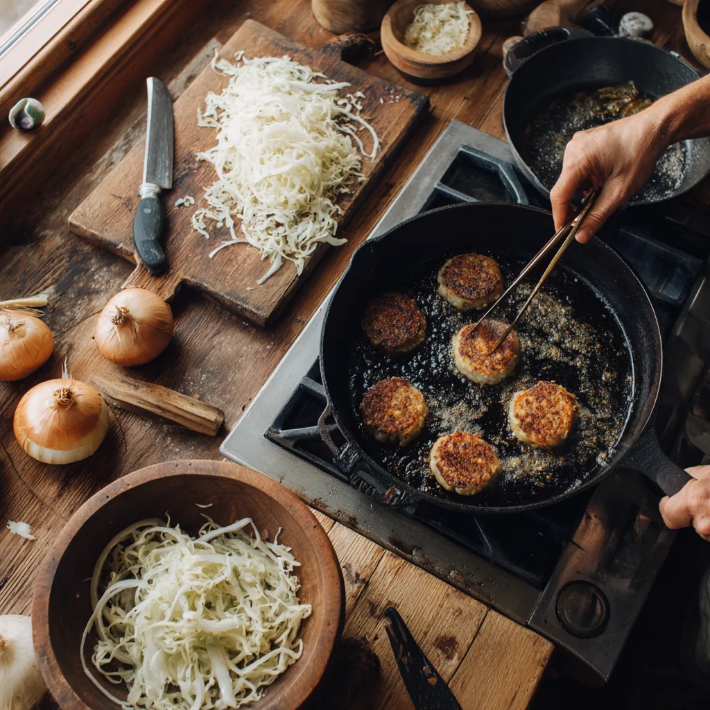 Kasseler mit Sauerkraut Zubereitung in gusseisernem Topf