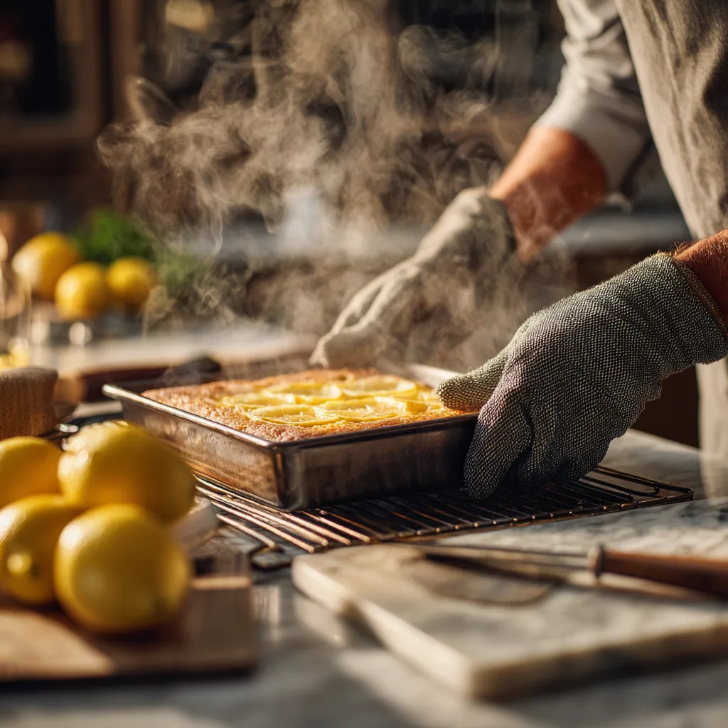 Lemon Bars backen – frisch aus dem Ofen in der Küche