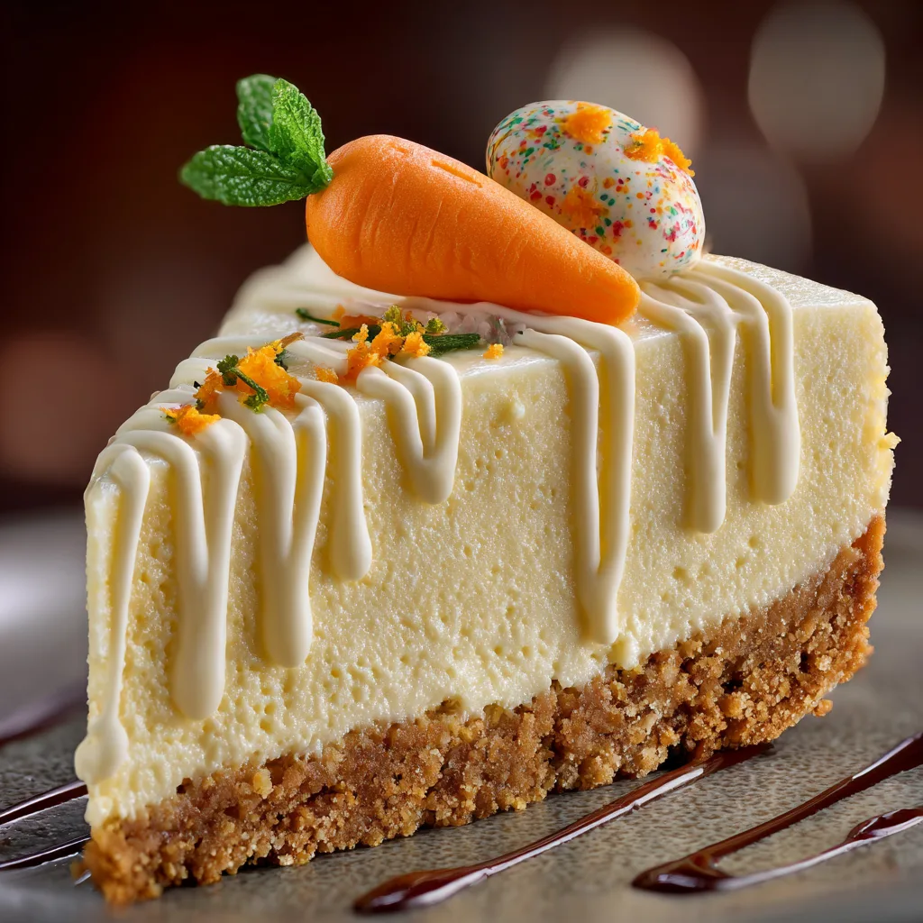 Oster-Käsekuchen Nahaufnahme zeigt cremige Textur und Keksboden mit Dekoration