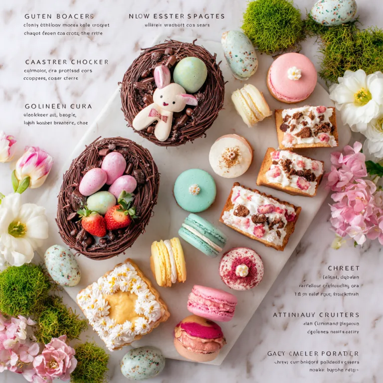 Osterdesserts Draufsicht – 20 bunte Rezepte für Ostern 2026 auf Marmortisch