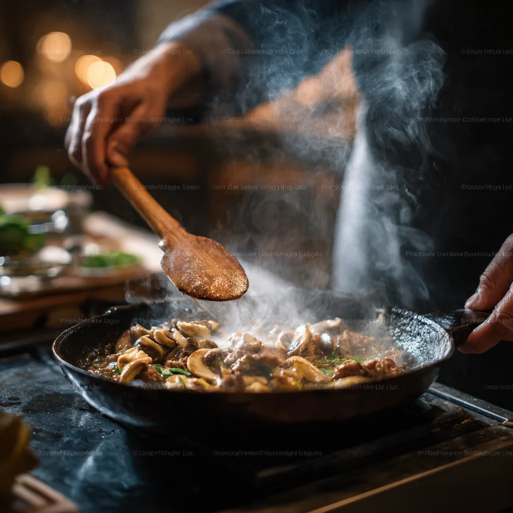 Rindergeschnetzeltes zubereiten – Fleisch in der Pfanne anbraten