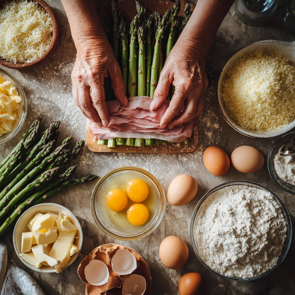 Spargel Cordon Bleu serviert auf Teller mit Beilagen Salat und Sauce
