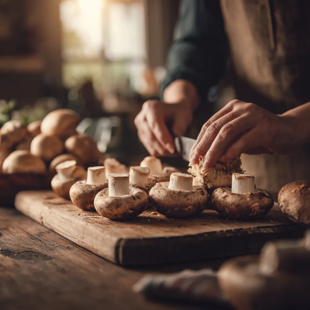 Champignons für Airfryer gefüllte Champignons vorbereiten