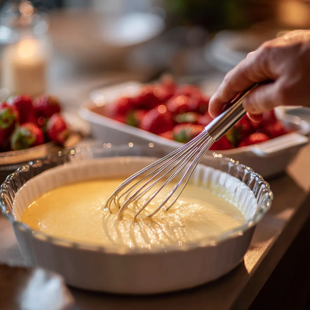 Erdbeer-Clafoutis Teig in Schüssel anrühren