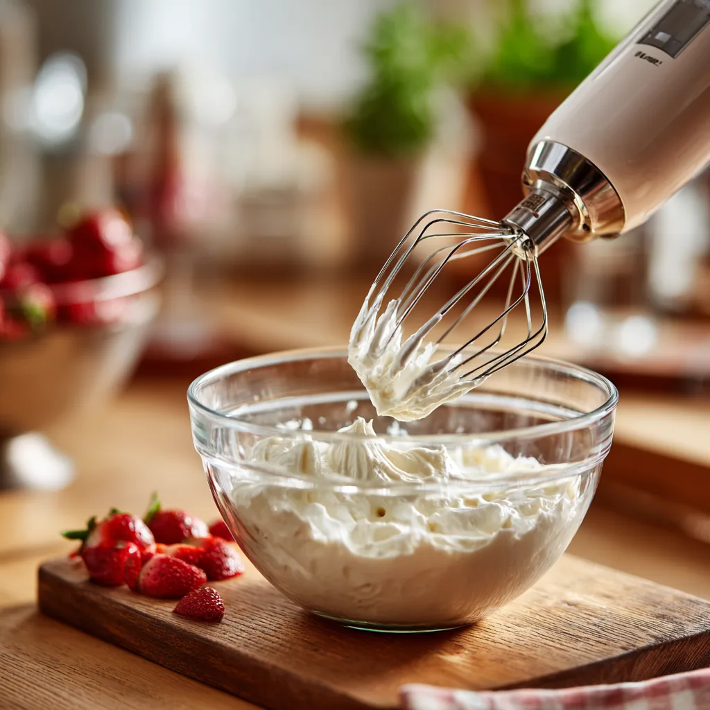 Sahne schlagen für Erdbeerkuchen mit Sahne Rezept
