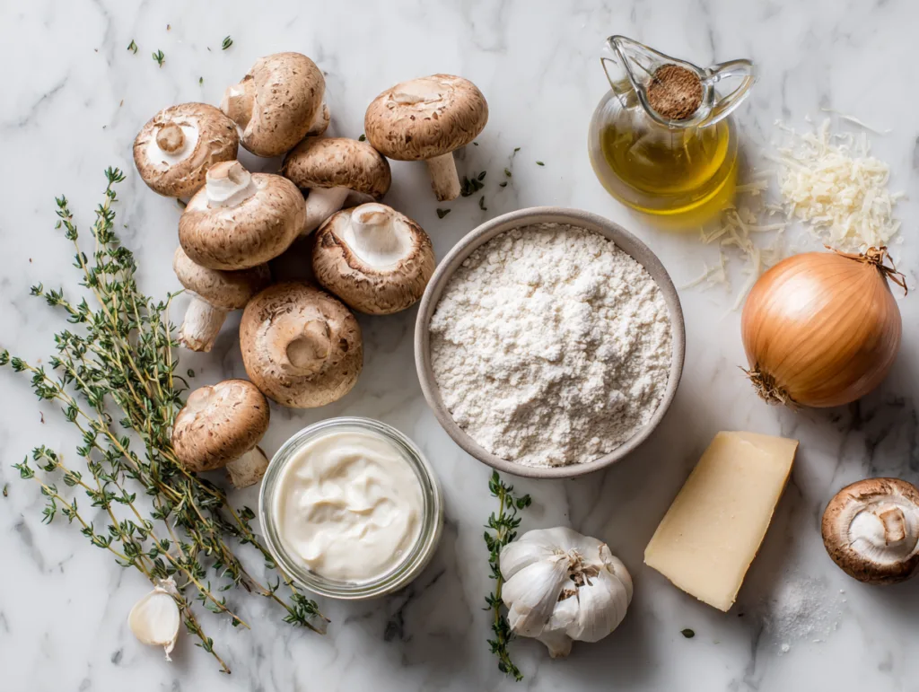 Zutaten für Flammkuchen mit Champignons Rezept