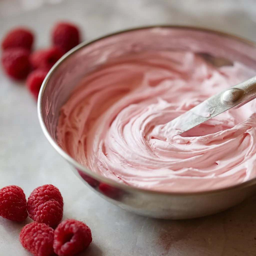 Alle Zutaten für die Himbeertorte auf Marmor-Untergrund