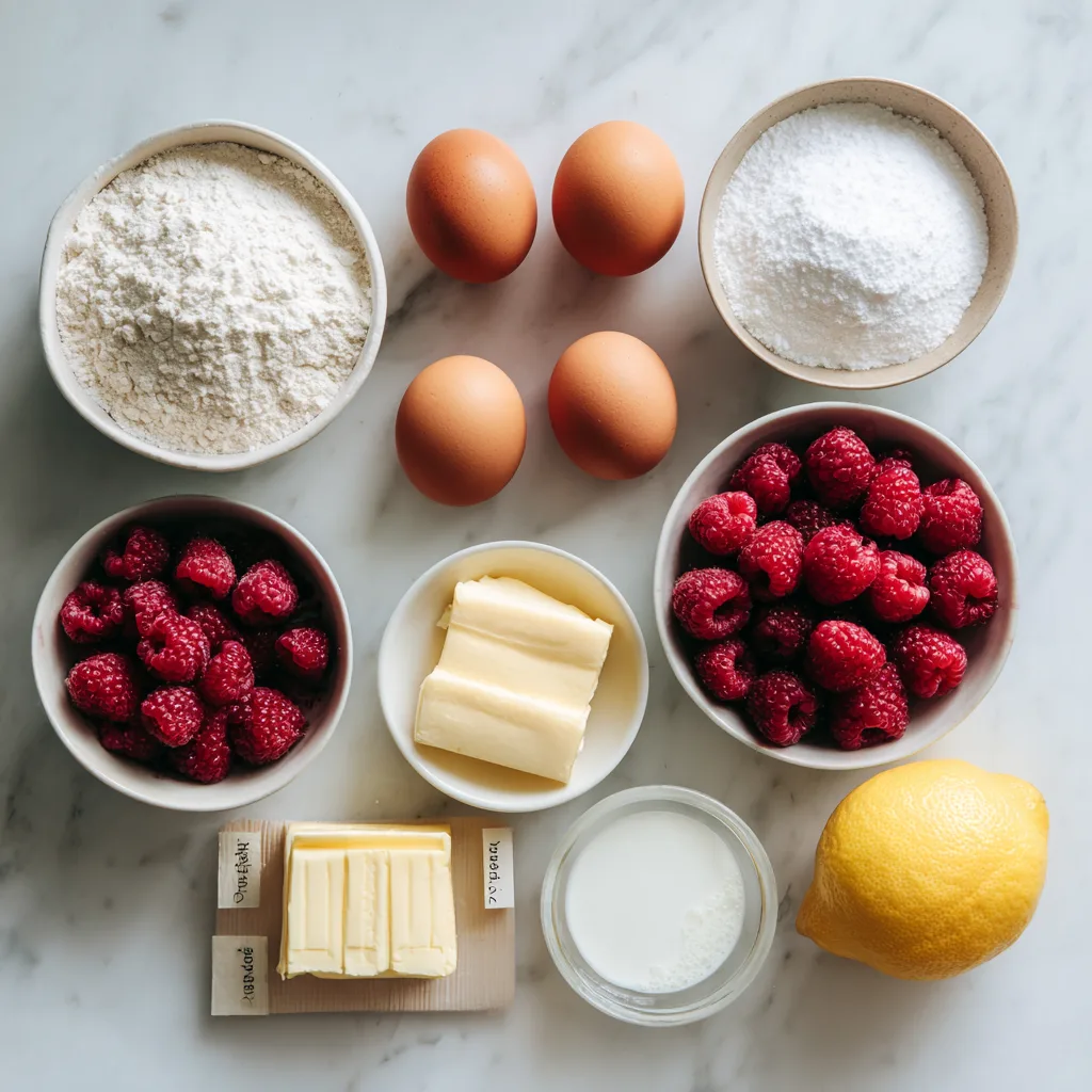 Nahaufnahme eines Himbeertorte-Stücks mit cremiger Füllung und Biskuitboden