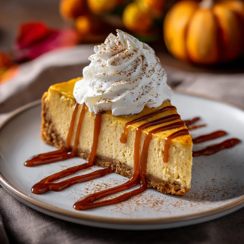 Fertiger Kürbis Saftiger Cheesecake Stück auf weißem Teller serviert