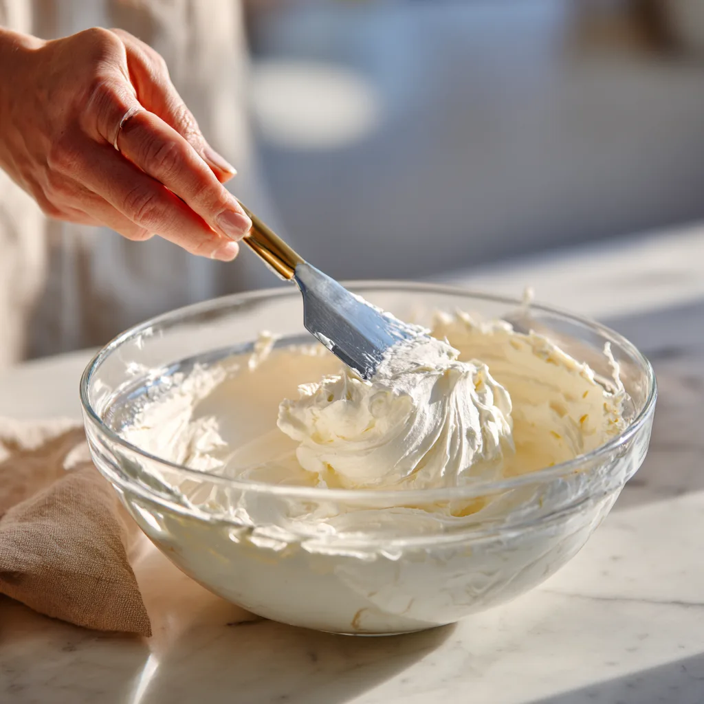 Cheesecake Creme für Mini Erdbeer Cheesecakes zubereiten