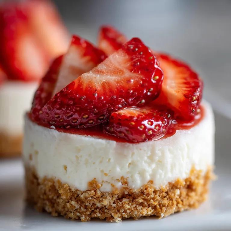 Nahaufnahme Mini Erdbeer Cheesecake Textur und Schichten