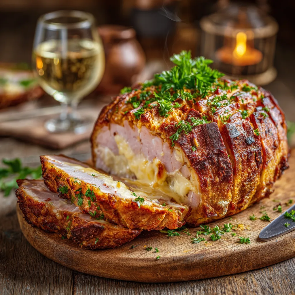 Fertiges Schinkenbrot – goldbraun gebacken mit Käse und Schinken