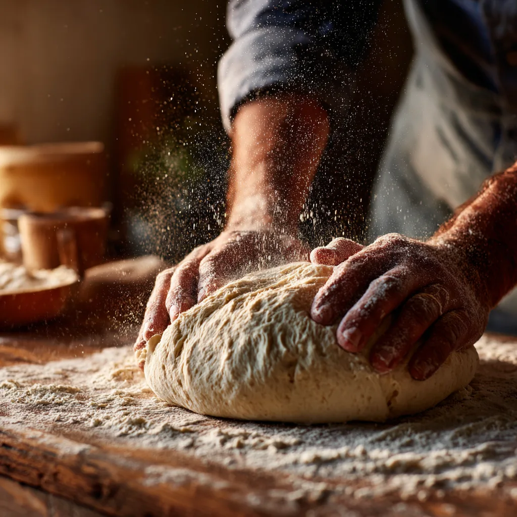 Teig für Schinkenbrot kneten – Schritt 1 der Zubereitung