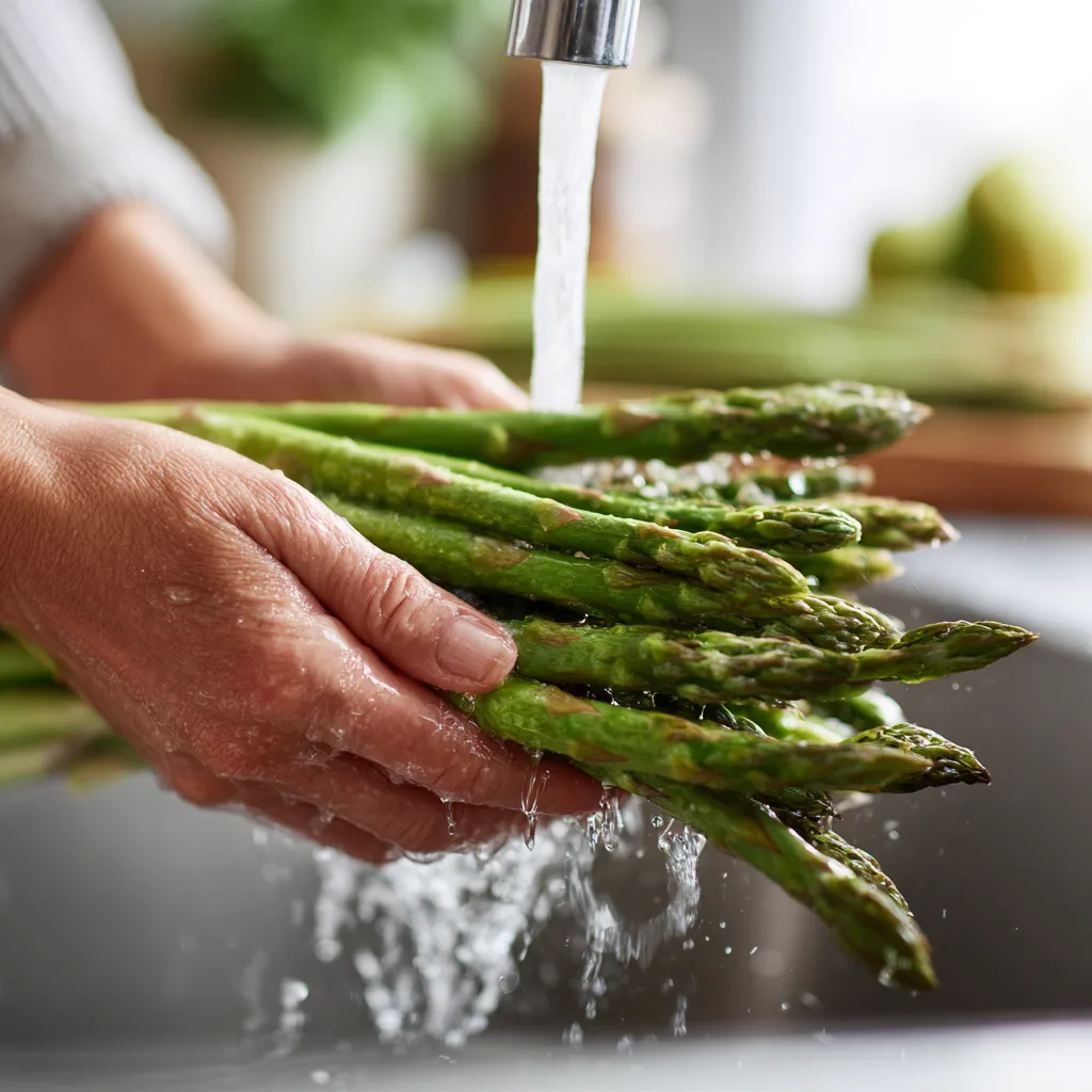 Spargel waschen für Spargelrisotto mit Parmesan Zubereitung