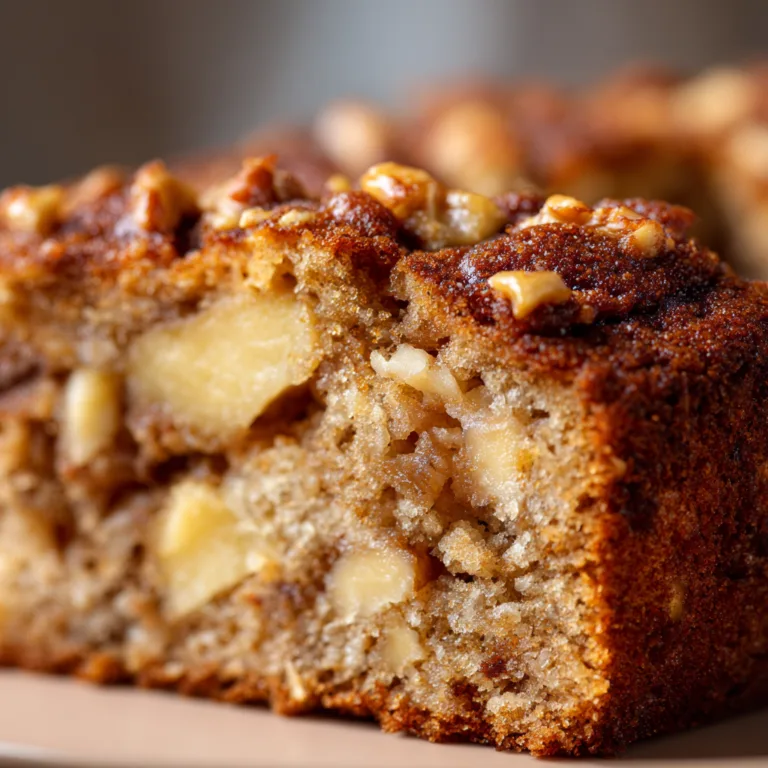 Waldorf Obstkuchen Anschnitt mit saftigen Apfelstücken und Walnüssen